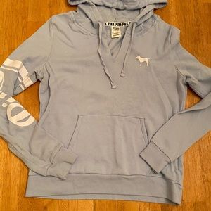 Pink powder blue & white hoodie w/ front pocket L
